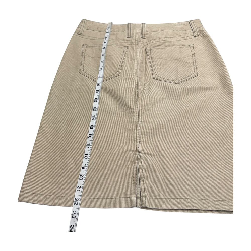 LL Bean Size 4 Tan Corduroy A-Line Midi Skirt Cotton Stretch 5-Pocket - Picture 6 of 7